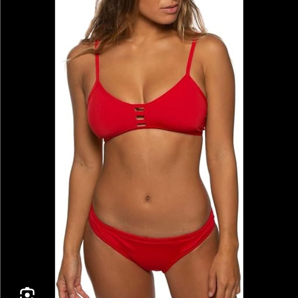 Jolyn Red Women's Bikini Swimming Set- top (M) & bottom (s)